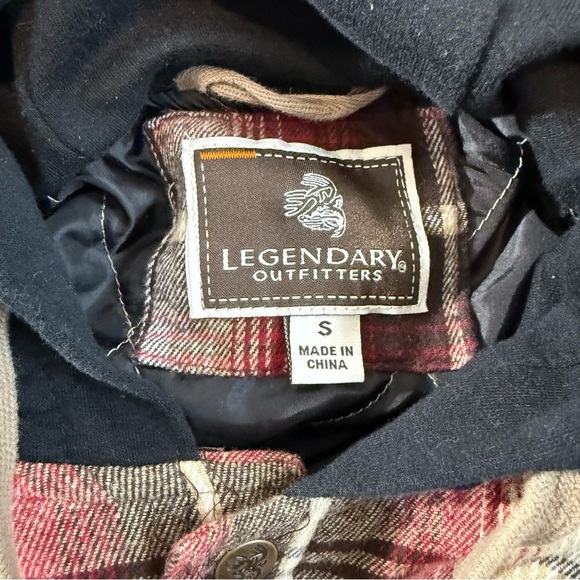 Legendary Outfitters Plaid Quilted Flannel Jacket Hooded Snap Shirt Small - Picture 8 of 11